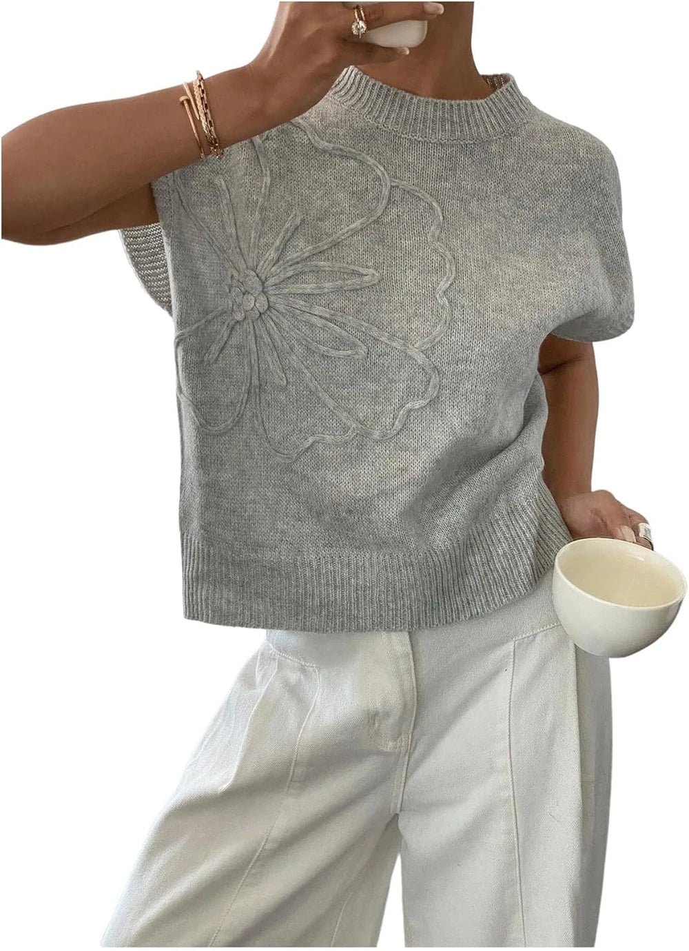 CLASSY 3D Floral Knit Vest